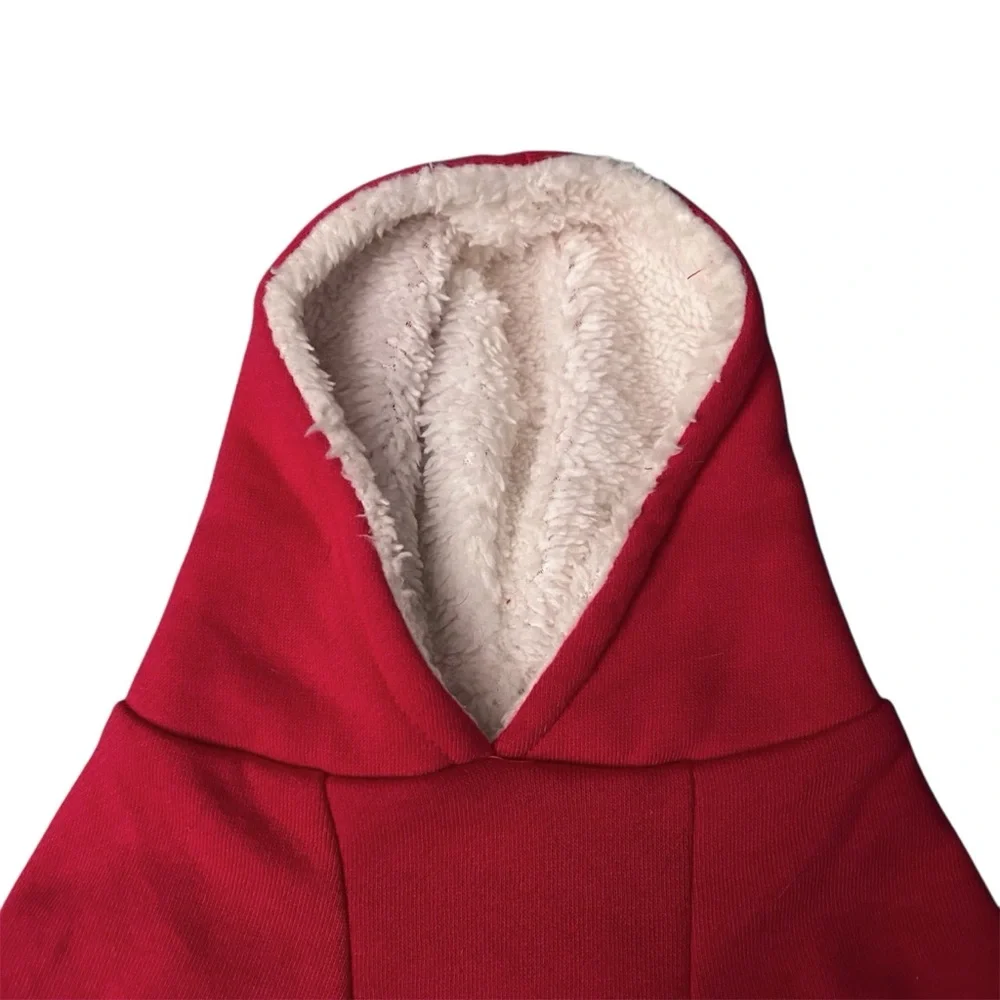 Pup Crew Sleigh All Day Red Christmas Holiday Dog Hooded Sweatshirt Sweater